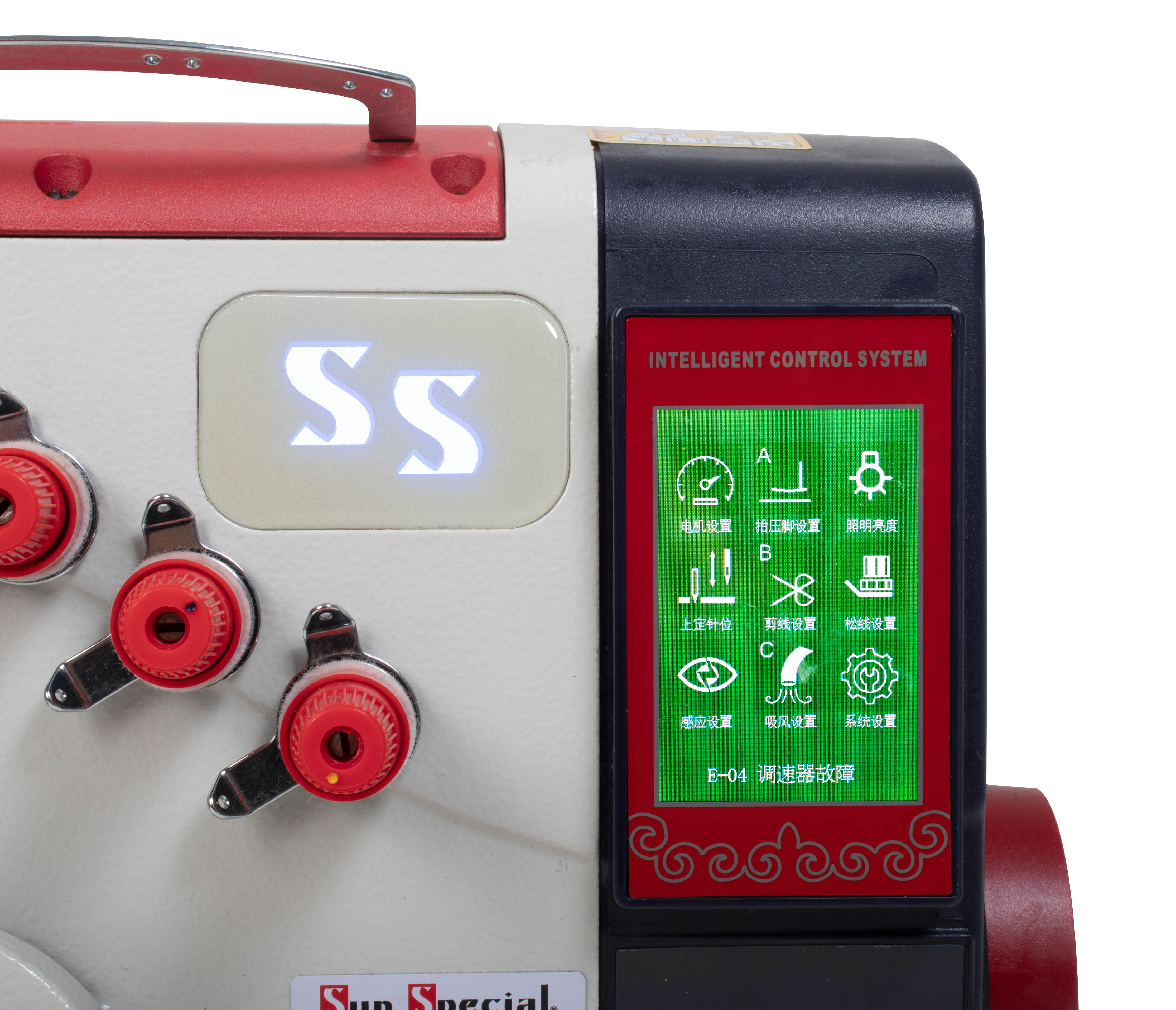 Máquina Costura Industrial Interlock Média Eletrônica Control Box Acoplado ao Cabeçote SS95-DE-AT-SP-BR Sun Special