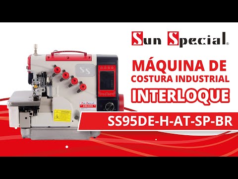 Máquina Costura Industrial Interlock Média Eletrônica Control Box Acoplado ao Cabeçote SS95-DE-AT-SP-BR Sun Special